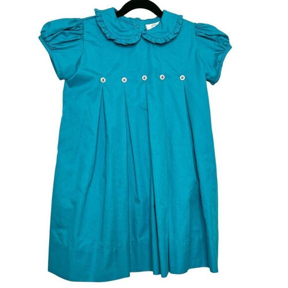 New! The Proper Peony Teal Pleated Pan Collared Spring Easter Dress Size 5 - Picture 1 of 6